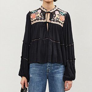 NWT Free People Embroidered Peasant Top Size L